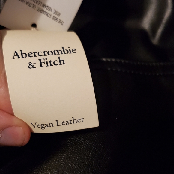 Abercrombie & Fitch Pants Sz 35R Faux Leather 90s Straight Ultra High Rise 14/16 - Picture 7 of 15